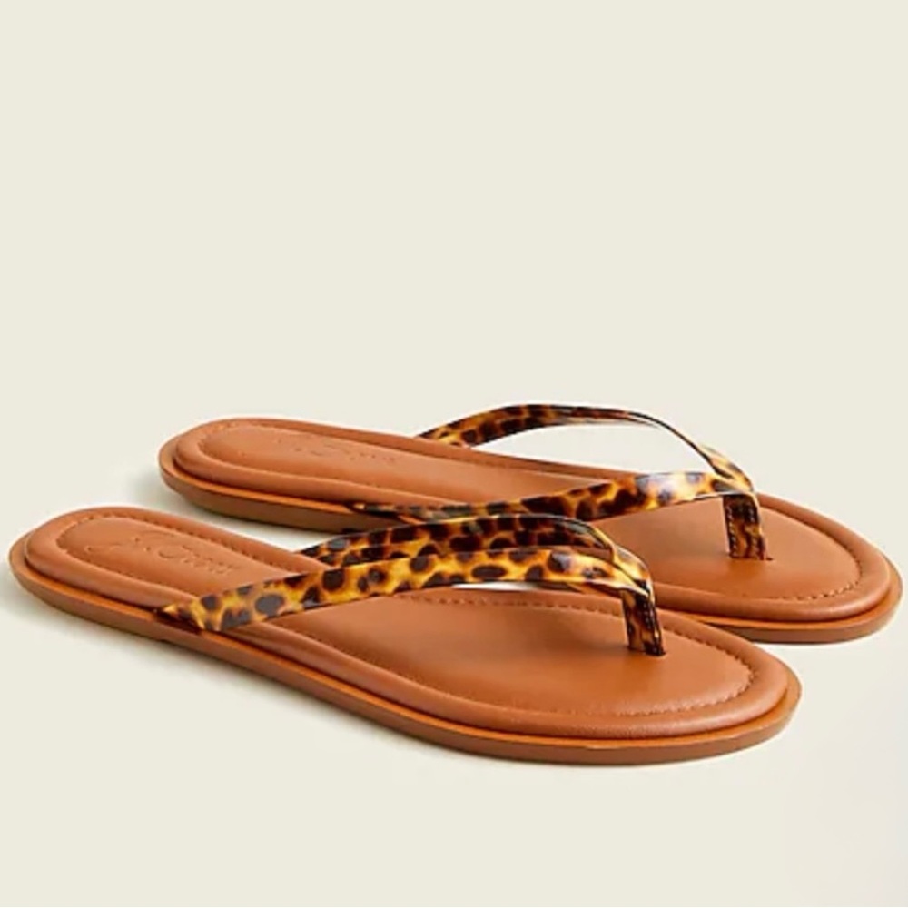 J. Crew Sorrento leather Thong Sandals In Honey Tortoise